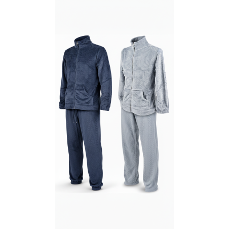 Pyjama Homme Hiver Polaire Doux ZIP