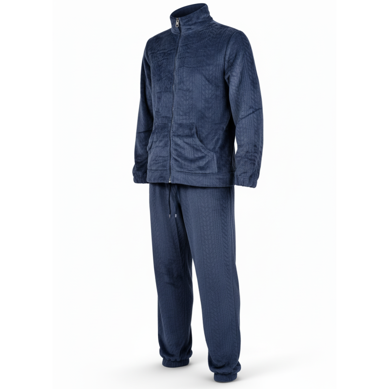 Pyjama Homme Hiver Polaire Doux ZIP