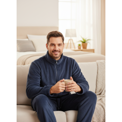 Pyjama Homme Hiver Polaire Doux ZIP