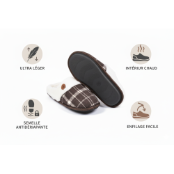 Mules homme Jacquard écossais