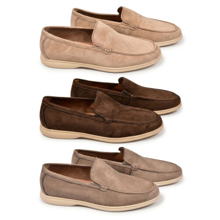 Mocassins Homme Premium Suédine Microfibre Effet Velours Slip-On Confort Semelle Antidérapante Amovible Mémoire de Forme