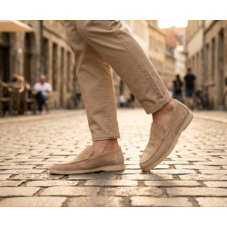 Mocassins Homme Premium Suédine Microfibre Effet Velours Slip-On Confort Semelle Antidérapante Amovible Mémoire de Forme