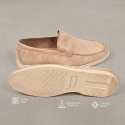 Mocassins Homme Premium Suédine Microfibre Effet Velours Slip-On Confort Semelle Antidérapante Amovible Mémoire de Forme