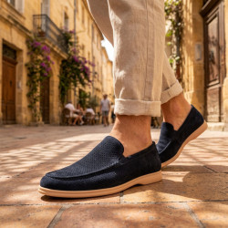 Mocassins Homme Ete Microperfores Slip On Confort Premium - Chaussures Legeres et Respirantes Aspect Suedine -