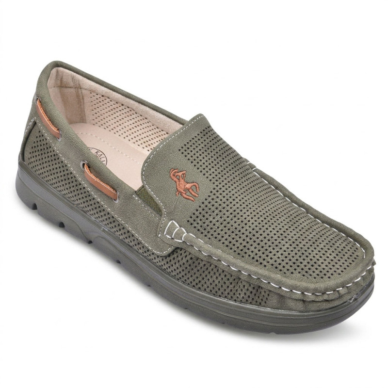 Mocassins Homme Microperforés Confort Été Semelle Crantée Antidérapante Chaussures Slip-On Style Casual Respirant Broderie