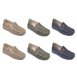 Mocassins Homme Microperforés Confort Été Semelle Crantée Antidérapante Chaussures Slip-On Style Casual Respirant Broderie