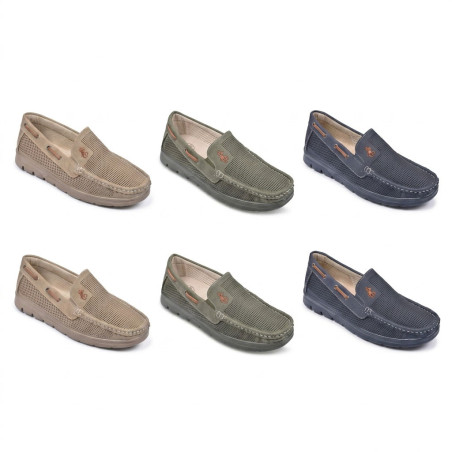 Mocassins Homme Microperforés Confort Été Semelle Crantée Antidérapante Chaussures Slip-On Style Casual Respirant Broderie