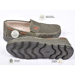 Mocassins Homme Microperforés Confort Été Semelle Crantée Antidérapante Chaussures Slip-On Style Casual Respirant Broderie