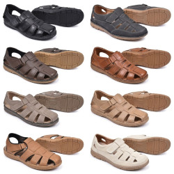 Sandales fermees homme confort chaussure ete aerée fermeture auto agrippante semelle antiderapante caoutchouc tige ajouree
