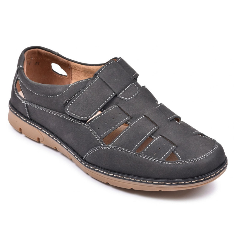 Sandales fermees homme confort chaussure ete aerée fermeture auto agrippante semelle antiderapante caoutchouc tige ajouree