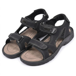 Sandales de marche homme confort réglables 3 bandes auto agrippantes semelle antidérapante caoutchouc dessus synthétique