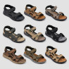 Sandales de marche homme confort réglables 3 bandes auto agrippantes semelle antidérapante caoutchouc dessus synthétique