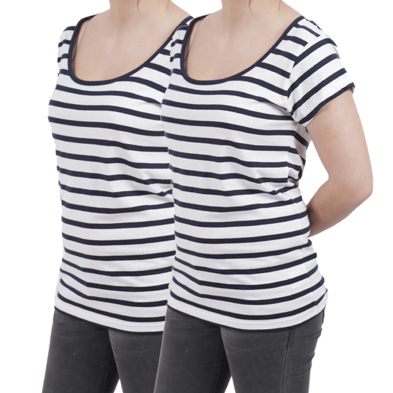 T shirts Femme Lot de 2 Marinières Divinity