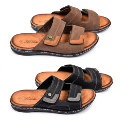 Sandales Homme Confort Double Scratch Semelle Memoire Antiderapante Claquettes Ete Dessus Effet Cuir Retourne Semelle Souple