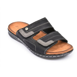 Sandales Homme Confort Double Scratch Semelle Memoire Antiderapante Claquettes Ete Dessus Effet Cuir Retourne Semelle Souple