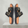 Sandales Homme Boucles Reglables Confort Semelle Memoire Antiderapante Claquettes Ete Dessus Effet Cuir Retourne Semelle Souple