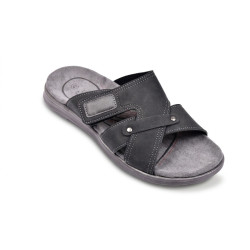 Sandales Homme Croisees Confort Semelle Memoire Antiderapante Claquettes Ete Dessus Effet Cuir Surcouture Sangle Reglable