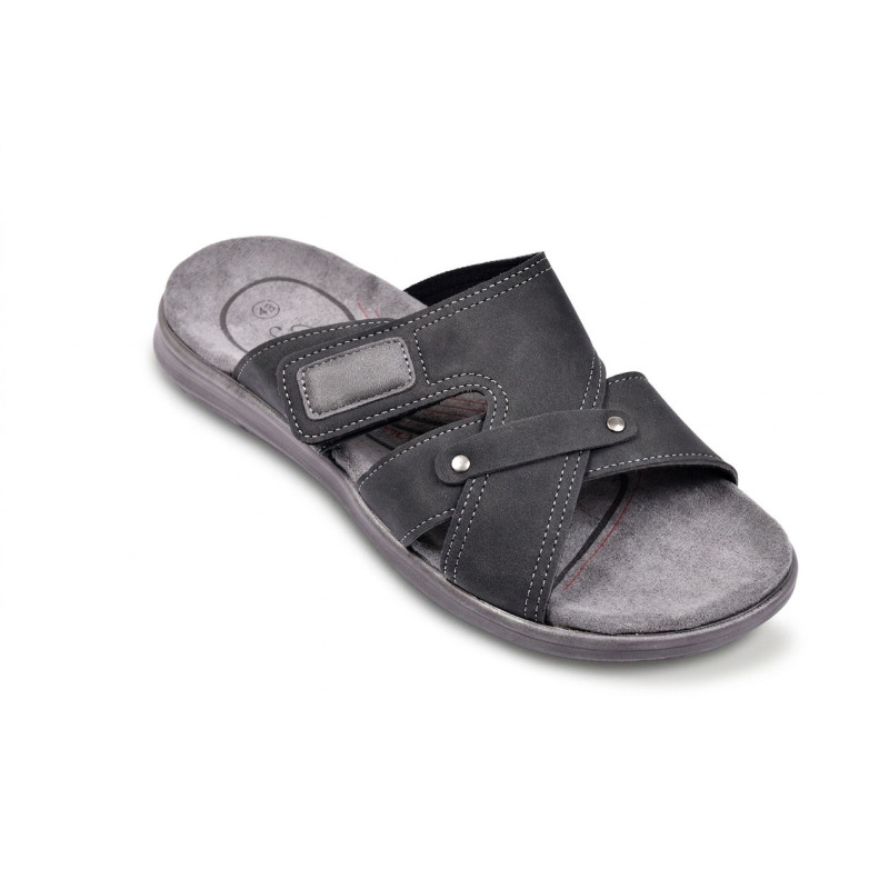 Sandales Homme Croisees Confort Semelle Memoire Antiderapante Claquettes Ete Dessus Effet Cuir Surcouture Sangle Reglable