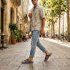 Sandales Homme Croisees Confort Semelle Memoire Antiderapante Claquettes Ete Dessus Effet Cuir Surcouture Sangle Reglable