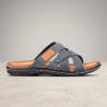 Sandales Homme Confort Sangles Croisées Sans Réglage Semelle Mémoire de Forme Antidérapante Dessus Textile Effet Jean et Cuir