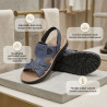 Sandales Homme Confort Semelle Caoutchouc Antiderapante Sangle Arriere Ajustable Scratch Tige Perforee Respirante Effet Cuir
