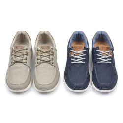 Chaussures Homme Loisir Type Bateau Semelle Souple Amovible Confort Marche Basket Legere Textile Marine Beige Style Decontracte