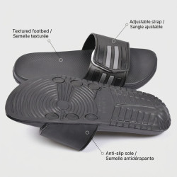 Claquettes Homme Piscine Sport Ajustables Scratch Lot de 2 Paires Noir et Bleu Marine Semelle Antidérapante Confort Été Plage