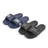 Claquettes Homme Piscine Sport Ajustables Scratch Lot de 2 Paires Noir et Bleu Marine Semelle Antidérapante Confort Été Plage