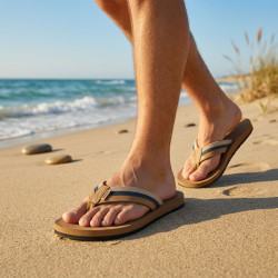 Tongs Homme Confort Multi Densite Semelle Epaisse Antiderapante Bride Textile Douce Sandales Eté Plage Piscine Marche Legere