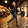 OZABI Bottines Santiag Femme - Boots Style Cowboy Western en Suédine, Bout Pointu, Talon Bloc 6 cm, Fermeture Éclair Latérale