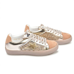 OZABI Baskets Mode Femme - Sneakers Glitter Multimatières, Étoile Appliquée, Semelle Plateforme, Label MMXXIV Collection