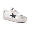 OZABI Baskets Mode Femme - Sneakers Étoile Appliquée, Tige Glitter & Simili Cuir, Semelle Plateforme, Coloris Argent ou Or,