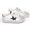 OZABI Baskets Mode Femme - Sneakers Étoile Appliquée, Tige Glitter & Simili Cuir, Semelle Plateforme, Coloris Argent ou Or,