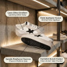 OZABI Baskets Mode Femme - Sneakers Étoile Appliquée, Tige Glitter & Simili Cuir, Semelle Plateforme, Coloris Argent ou Or,