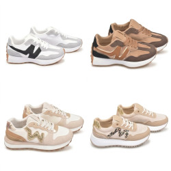 OZABI Baskets Runner Femme - Sneakers Sportswear Tige Mesh & Simili Cuir, Semelle EVA Crantée, Logo W Signature