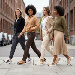 OZABI Baskets Runner Femme - Sneakers Sportswear Tige Mesh & Simili Cuir, Semelle EVA Crantée, Logo W Signature