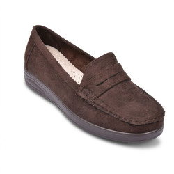 OZABI Mocassins Femme - Penny Loafer Daim Synthétique, Semelle Intérieure Cuir Véritable Amovible, Caoutchouc Antidérapant