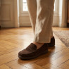 OZABI Mocassins Femme - Penny Loafer Daim Synthétique, Semelle Intérieure Cuir Véritable Amovible, Caoutchouc Antidérapant