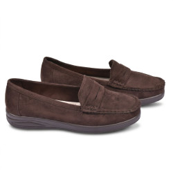 OZABI Mocassins Femme - Penny Loafer Daim Synthétique, Semelle Intérieure Cuir Véritable Amovible, Caoutchouc Antidérapant