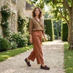 OZABI Mocassins Femme - Penny Loafer Daim Synthétique, Semelle Intérieure Cuir Véritable Amovible, Caoutchouc Antidérapant