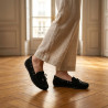 OZABI Mocassins Femme - Loafer Lacet Décoratif Daim Synthétique, Œillets & Embouts Argentés, Semelle Caoutchouc Souple