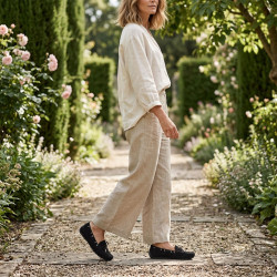 OZABI Mocassins Femme - Loafer Lacet Décoratif Daim Synthétique, Œillets & Embouts Argentés, Semelle Caoutchouc Souple
