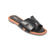 OZABI Sandales Femme - Slide Bride H Sculptée Cuir Synthétique Premium, Inserts Mousse Habillés, Semelle Caoutchouc Souple