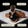 OZABI Sandales Femme - Slide Bride H Sculptée Cuir Synthétique Premium, Inserts Mousse Habillés, Semelle Caoutchouc Souple