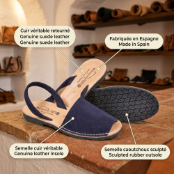 OZABI Sandales Menorquines Femme - Avarcas Cuir Véritable & Glitter, Semelle Cuir, Fabrication Espagne, 6 Coloris