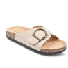 OZABI Sandales Femme Mule à Boucle - Sangle Nubuck Synthétique, Boucle Bronze, Semelle Postformée, Plateforme Liège & EVA