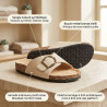OZABI Sandales Femme Mule à Boucle - Sangle Nubuck Synthétique, Boucle Bronze, Semelle Postformée, Plateforme Liège & EVA