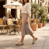 OZABI Sandales Femme Mule à Boucle - Sangle Nubuck Synthétique, Boucle Bronze, Semelle Postformée, Plateforme Liège & EVA