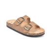 OZABI Sandales Femme Mule Double Sangle à 2 Boucles - Ajustement Précis, Nubuck Synthétique, Semelle Postformée, Liège