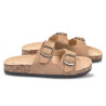 OZABI Sandales Femme Mule Double Sangle à 2 Boucles - Ajustement Précis, Nubuck Synthétique, Semelle Postformée, Liège